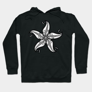 Black and White Print of Exotic Star Fish Hoodie